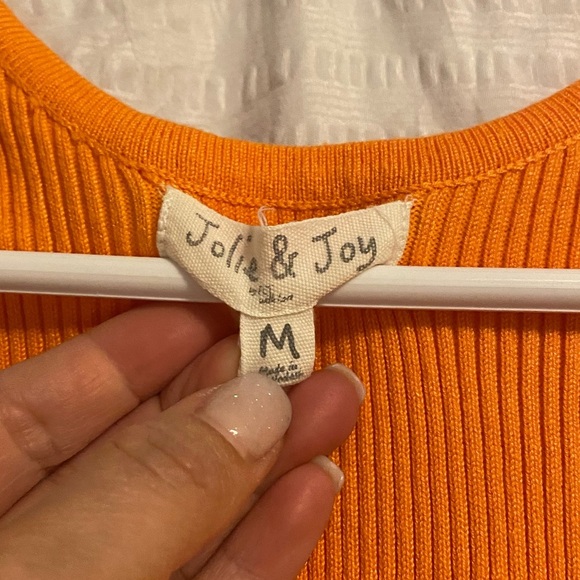 💚 Jolie & Joy | Orange Ribbed Sleeveless Fitted Dress - With Stretch - medium - Picture 2 of 5